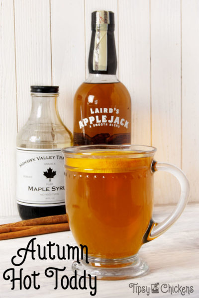 Sit back and sip a hot toddy made with applejack, orange and hot chai sweetened with maple syrup perfect for a cool autumn day 
