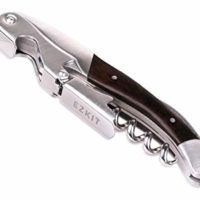 EZKIT Wine Opener Double Hinged Blackwood Waiters Corkscrew with Foil Cutter and Bottle Opener
