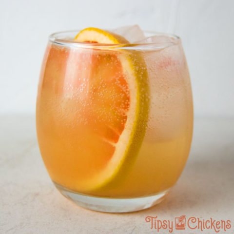 white wine spritzer with grapefruit juice, ginger brandy and white wine